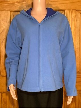 EUC Covington Vintage 90s Hooded Fleece Jacket Blue Size L Large